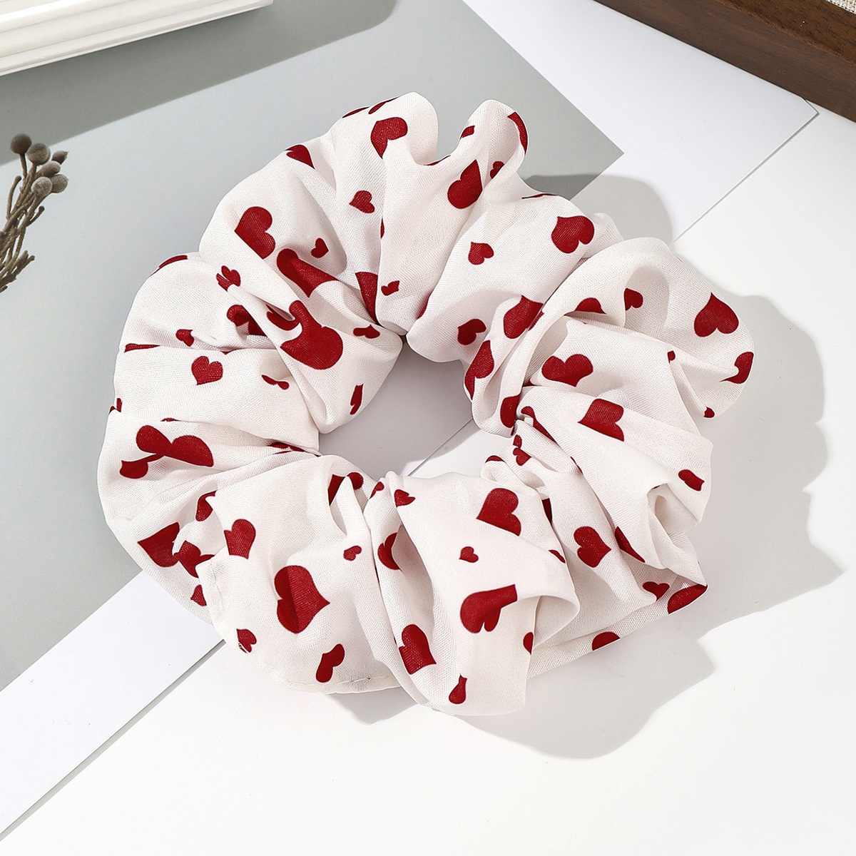 Women's Summer Bowknot Hair Tie Red Striped Cherry Heart Polyester