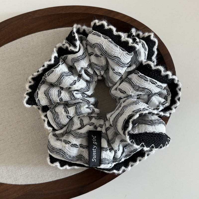 Women's Winter Cloth Ponytail Hairband Color Block Striped Lace