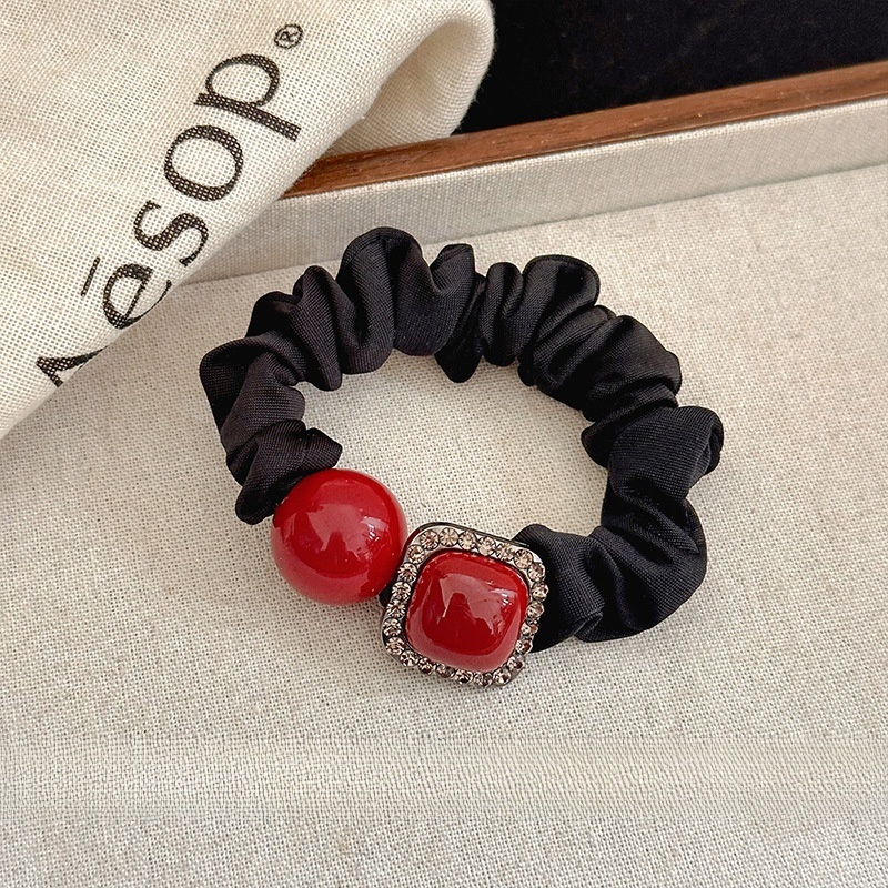 Women's Beaded Cloth Hair Tie Elastic Bun Maker Heart Polka Dot Gradient