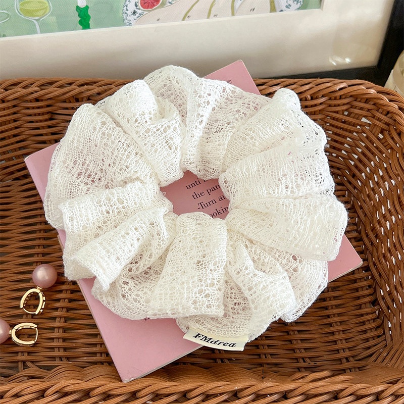 Women's Spring Soft Cloth Everyday Hair Tie Scrunchie Solid Sky Blue