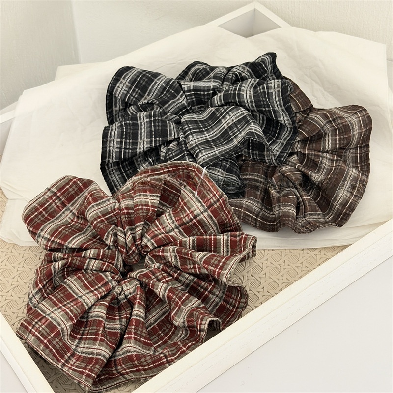 Women's Daily Cloth Scrunchies Retro Hair Ties Checkered Plaid