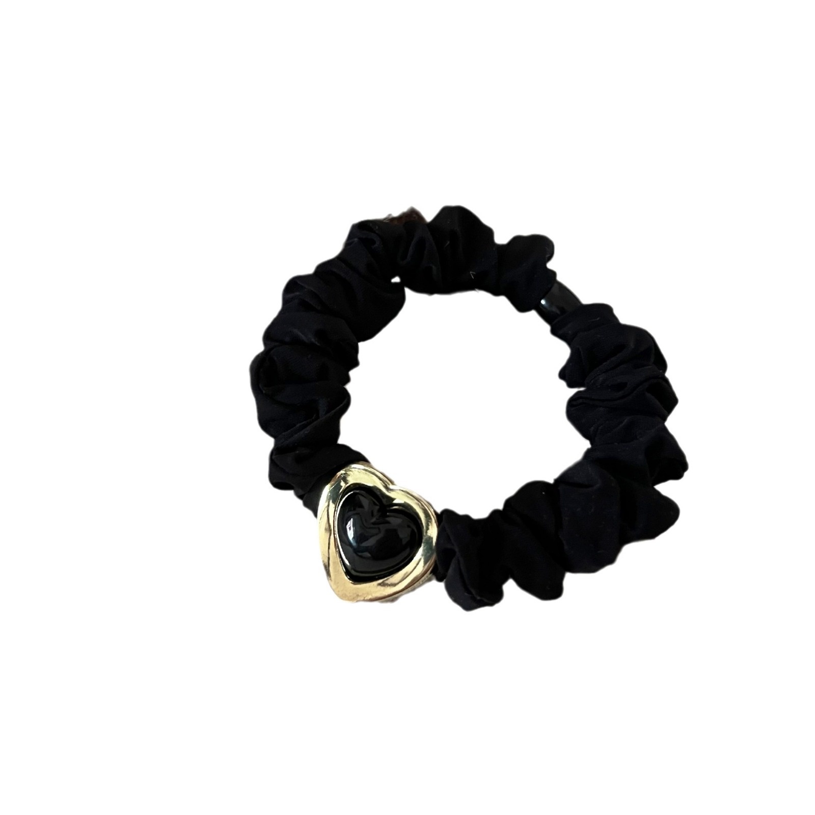 Women's Elastic Cloth Hair Tie Everyday Black White Metal Heart Hairband