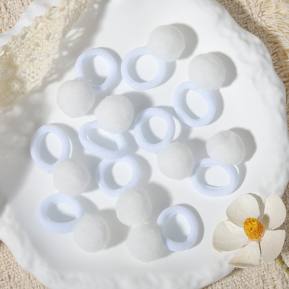 Girls' New Year Hairball Rubber Band Hair Ties Red Multicolor Wool Yarn