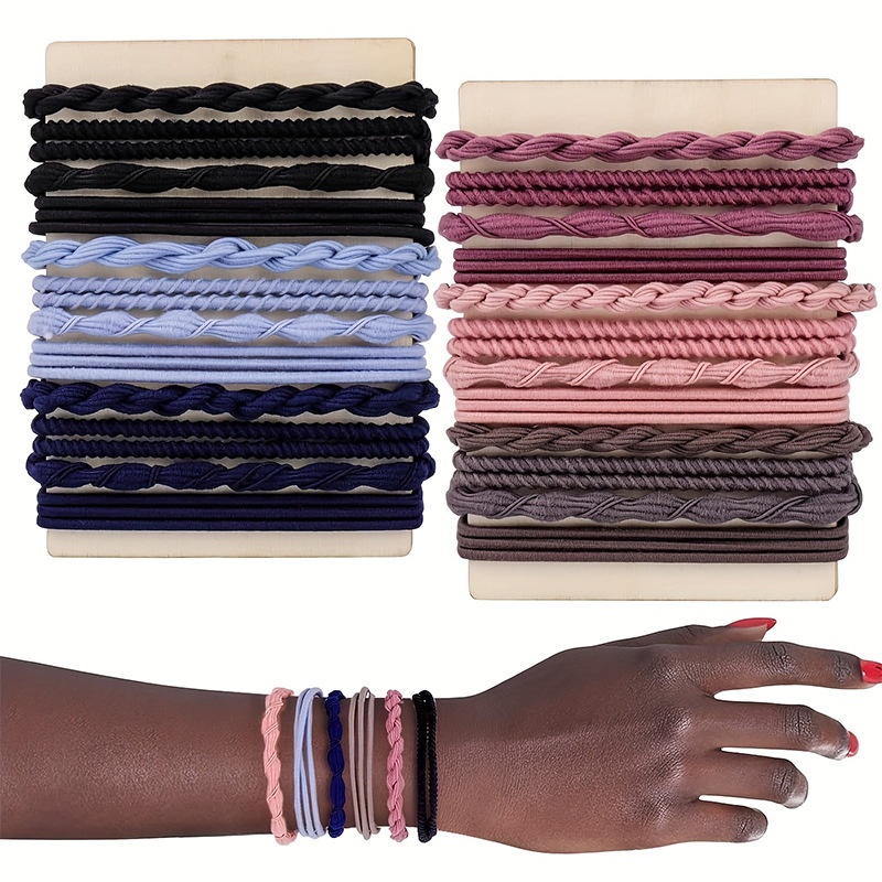 Women's High Elastic Woven Daily Hair Ties Mixed Material Solid Colors