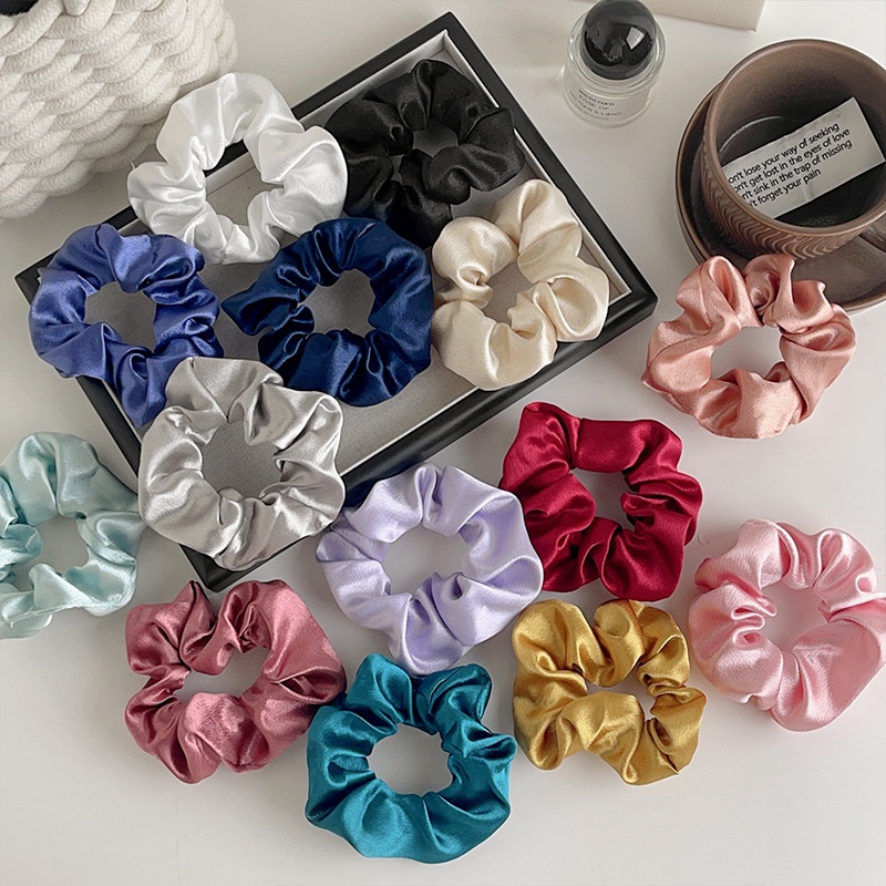 Women's Daily Retro Satin Rib-Knit Hair Scrunchie Solid Color