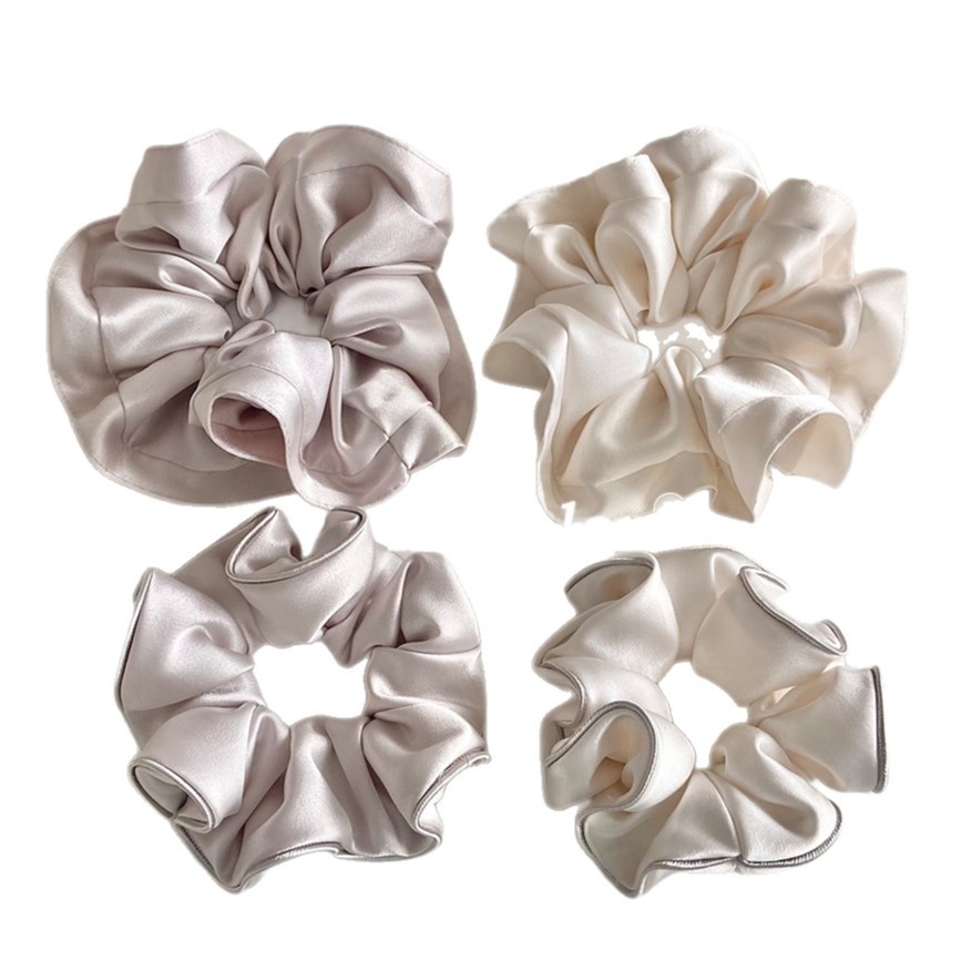 Women's Elegant Soft Satin Daily Hair Tie Scrunchie Solid Grey