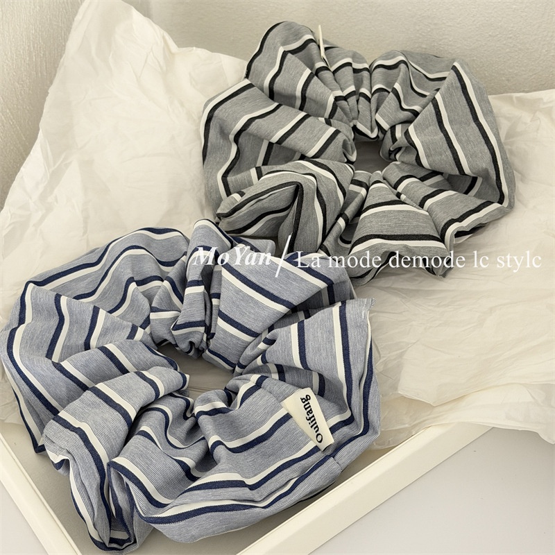 Women's Everyday Simple Cloth Hair Tie Navy Blue Black Stripe