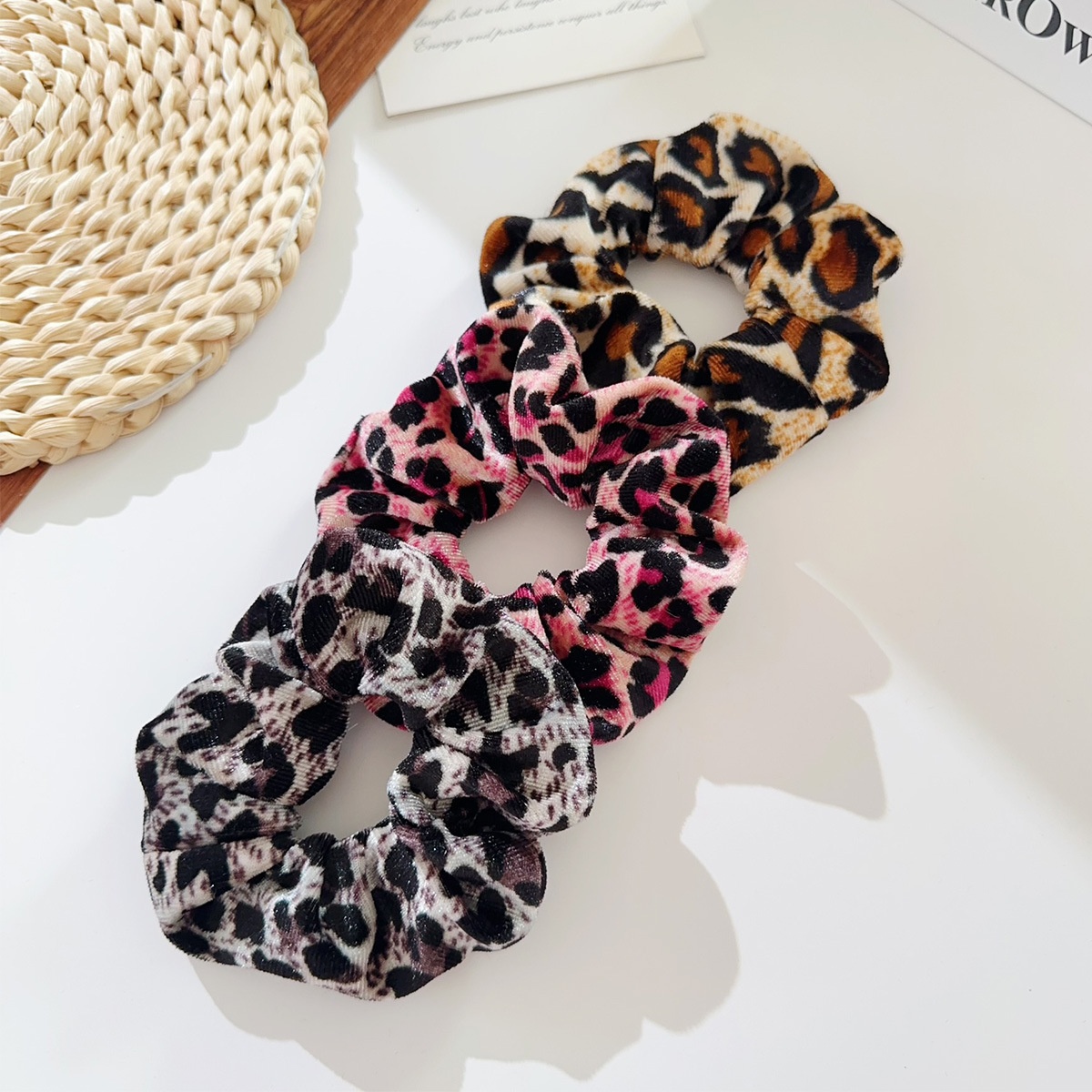 Women's Autumn Winter High Elastic Velvet Hair Tie Leopard Pattern