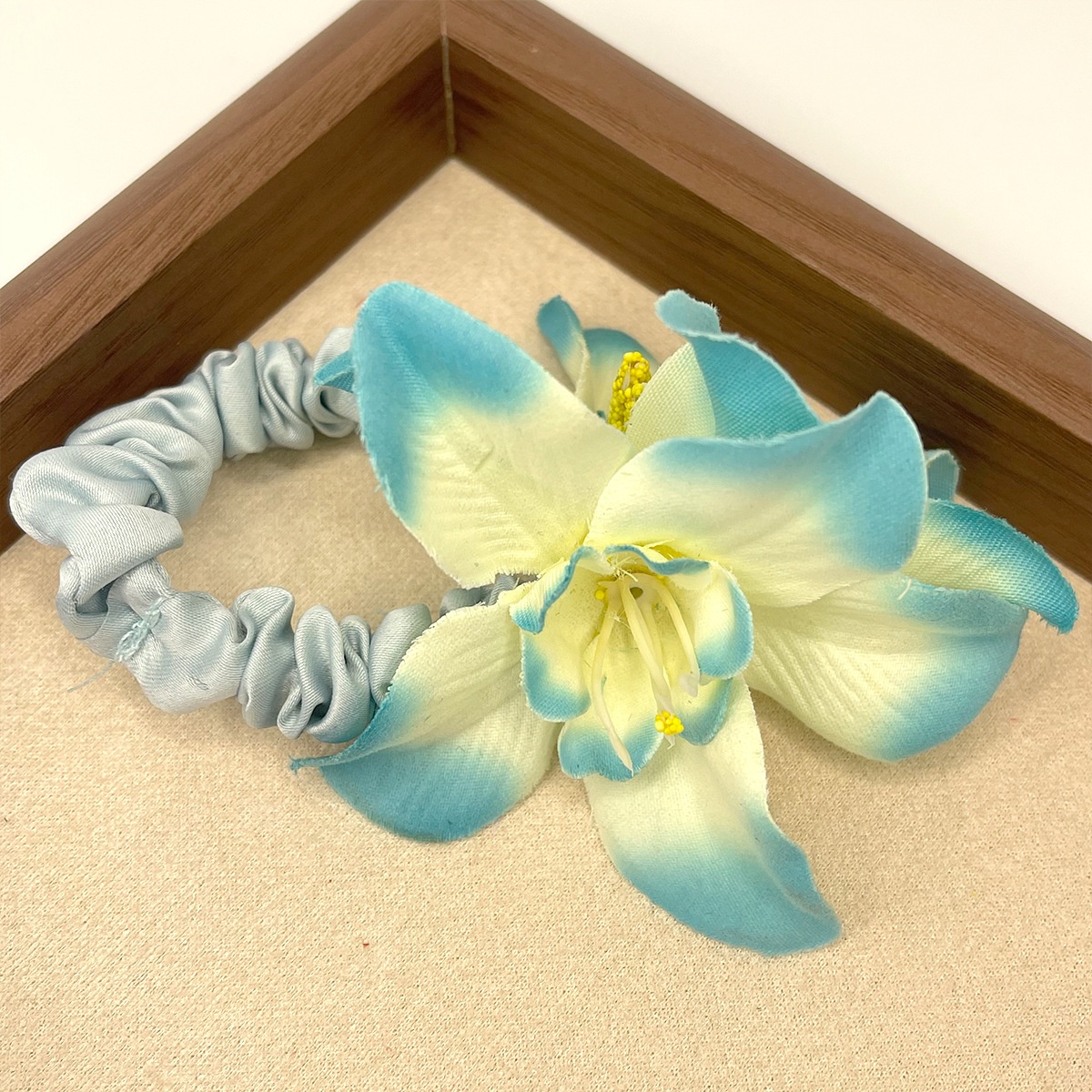 Women's Holiday Hair Tie Accessory Pastoral Plumeria Flower Pattern