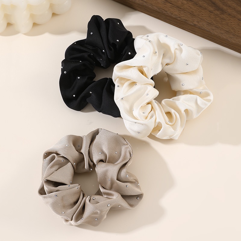 Women's Elastic Lace Bun Maker Hairband Black White Polka Dots