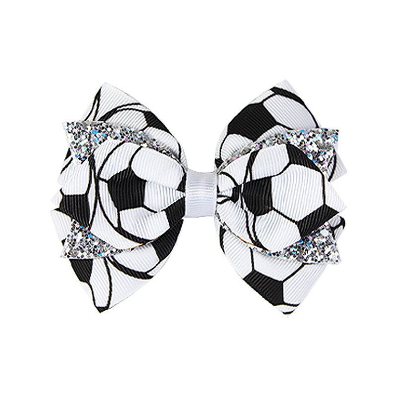 Kids Girls Cartoon Cloth Multi-layer Bow Hair Clip Glitter Digital Print