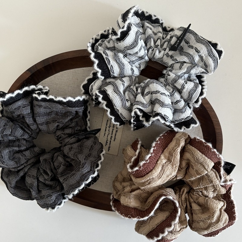 Women's Winter Cloth Ponytail Hairband Color Block Striped Lace