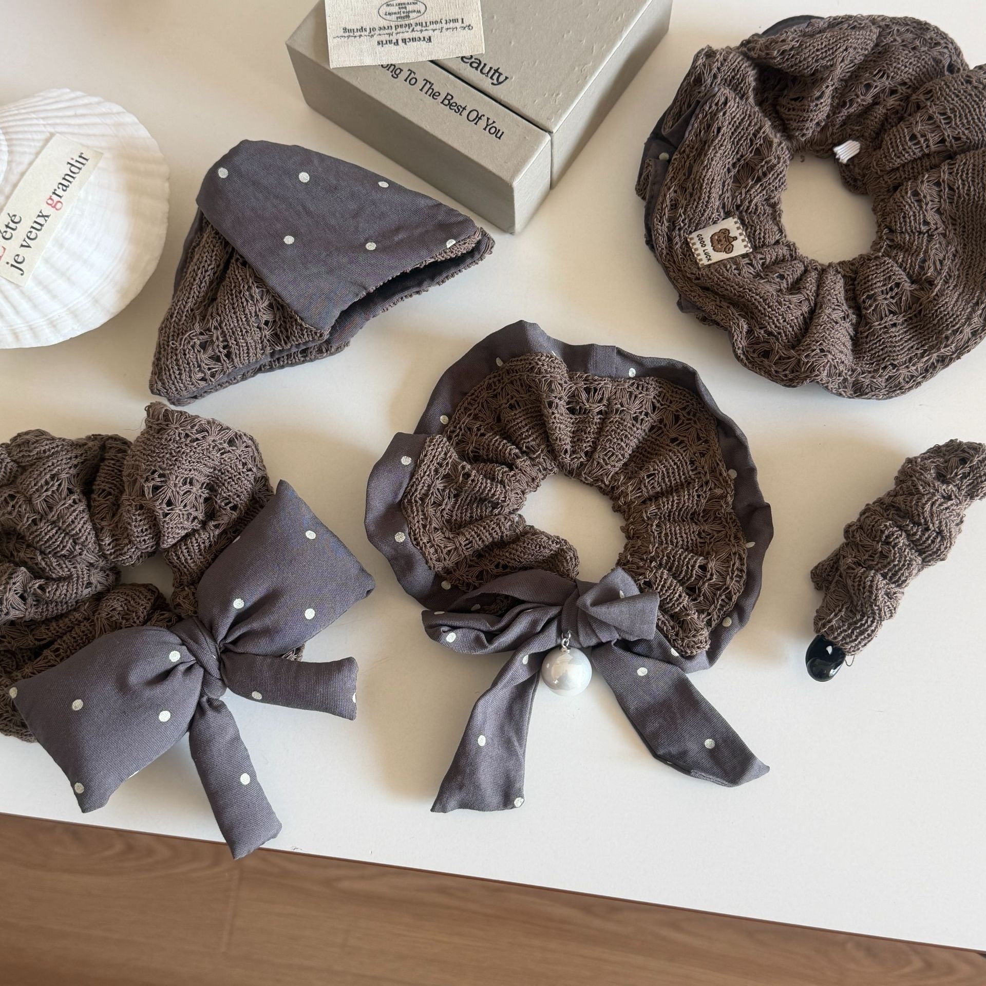 Women's Vintage Knitted Cloth Elastic Hair Tie Scrunchie Bow Knot