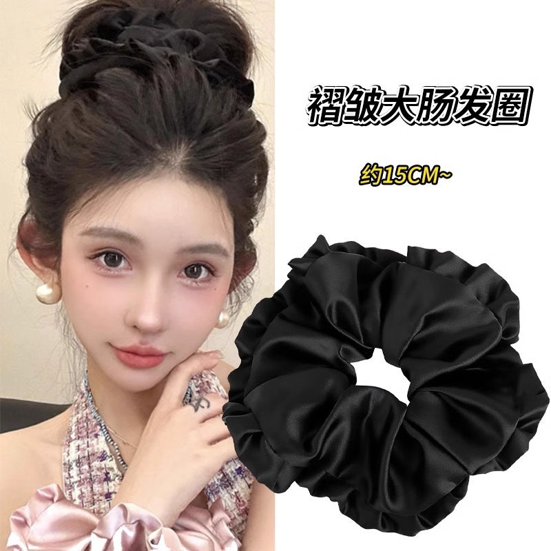 Women's Elegant French Satin Scrunchie High-End Bun Ponytail Hair Tie