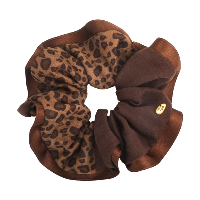 Women's French Style Soft Cloth Hair Scrunchie Leopard Print
