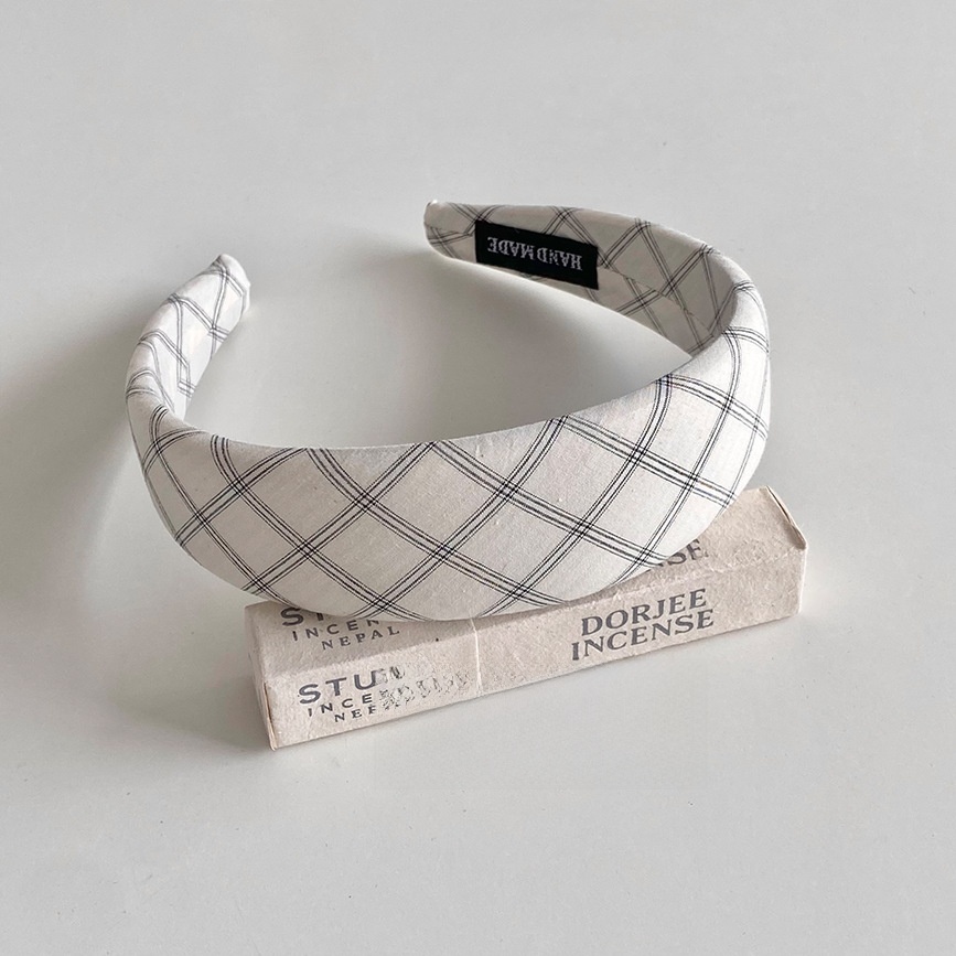 Women's Spring Casual Cloth Hair Band Tie Black And White Plaid