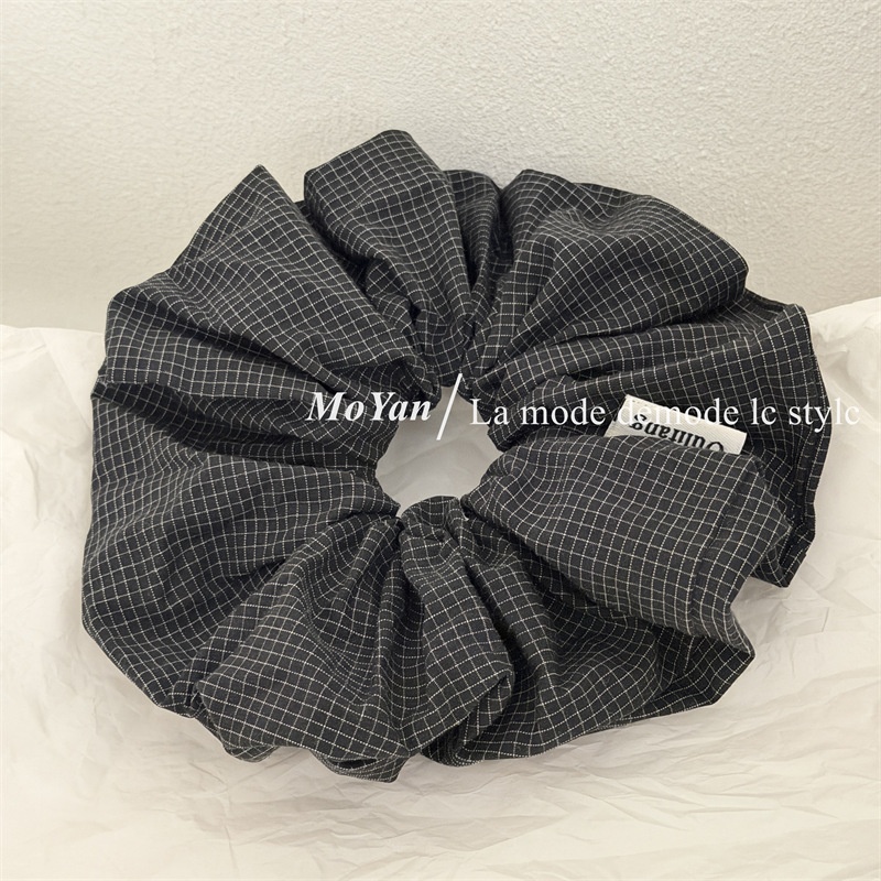 Women's Secure Cloth Hair Tie For Everyday Styling Black White Plaid