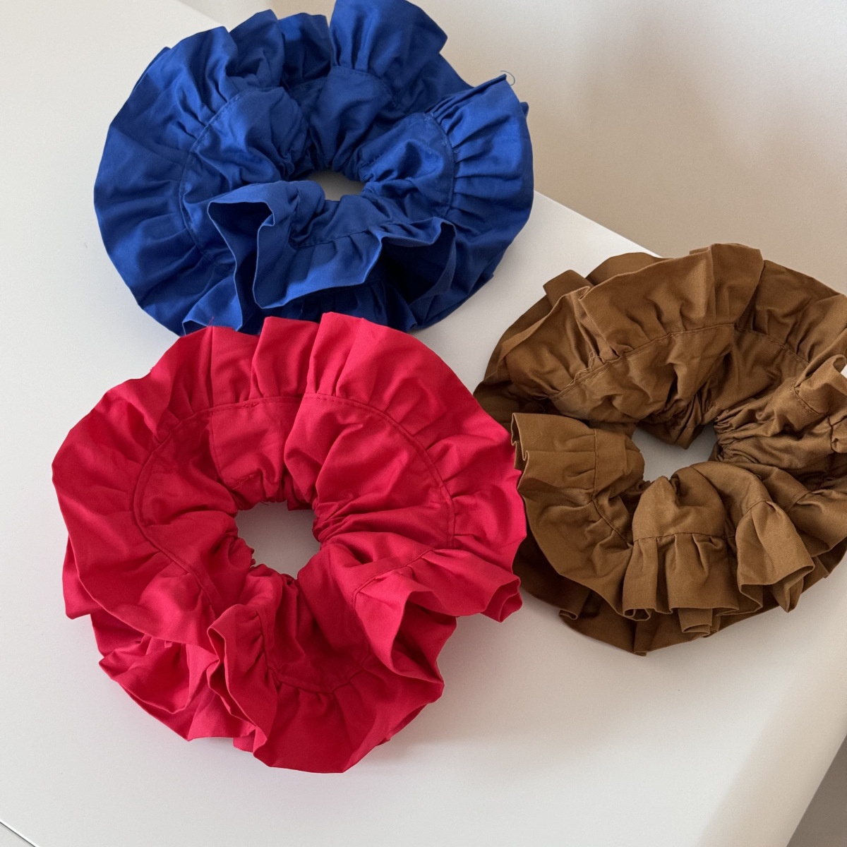 Women's French Satin Ruched Lace Bun Hair Tie Scrunchie Polka Dot