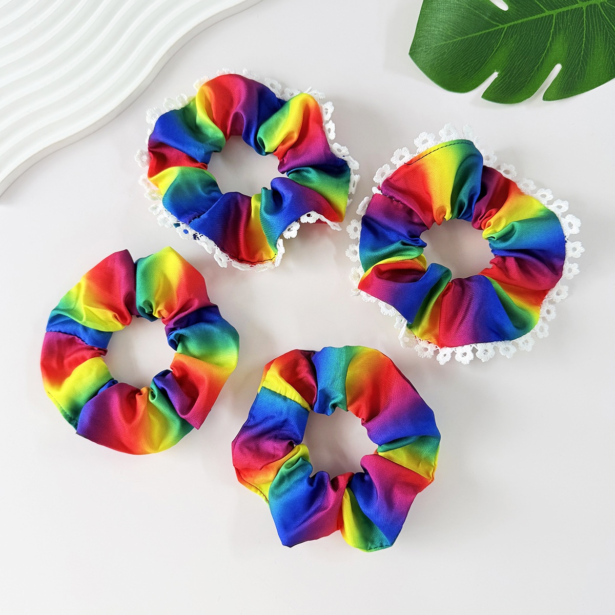 Women's Stylish All-Season Cloth Hair Tie Vibrant Rainbow Colors