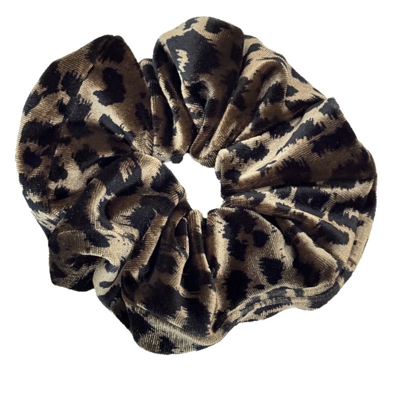 Women's Elegant Satin Low Ponytail Hair Ties Retro Leopard Print