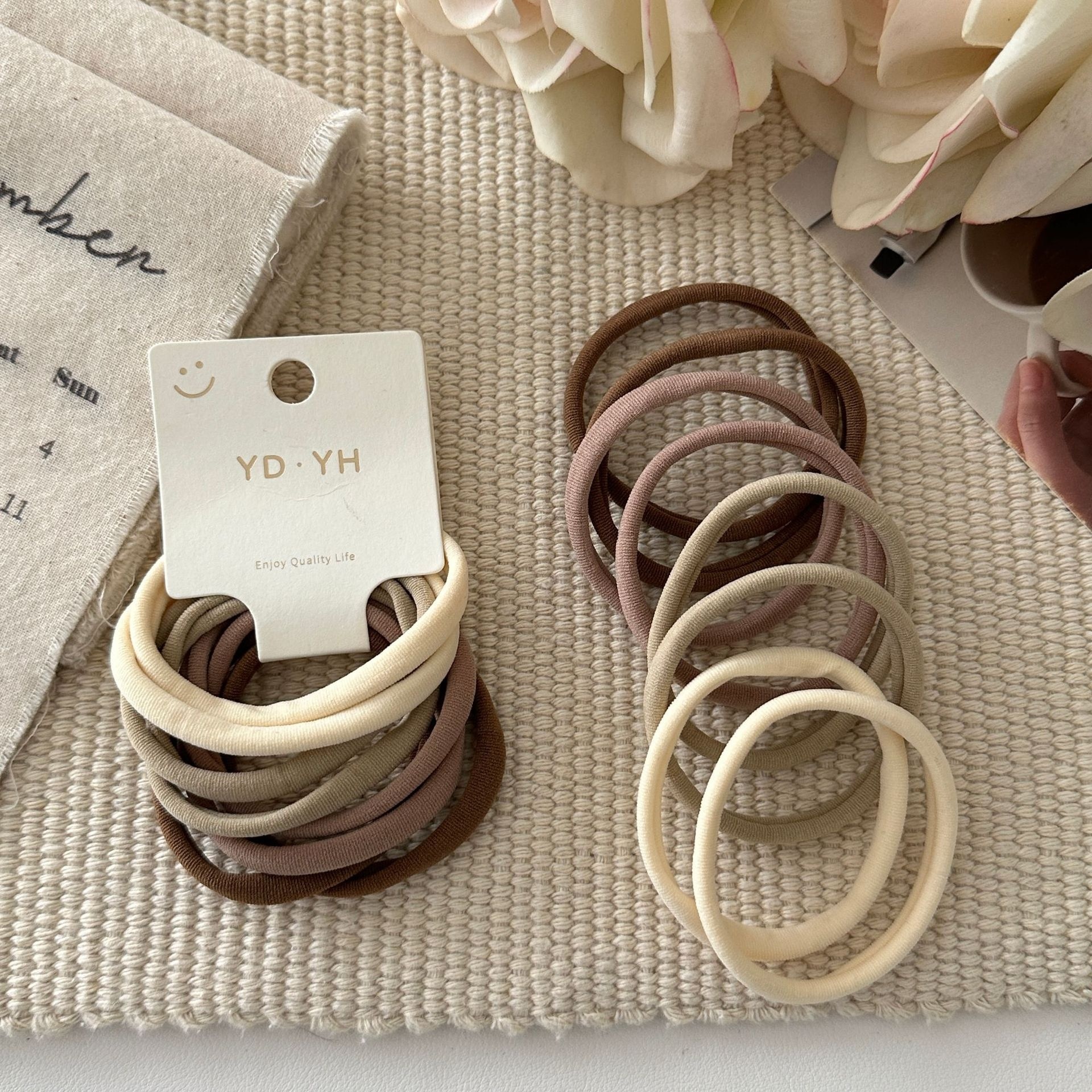 Women's Autumn Cloth Bubble Braid Hair Ties 8Pcs In Blue, Beige, Black