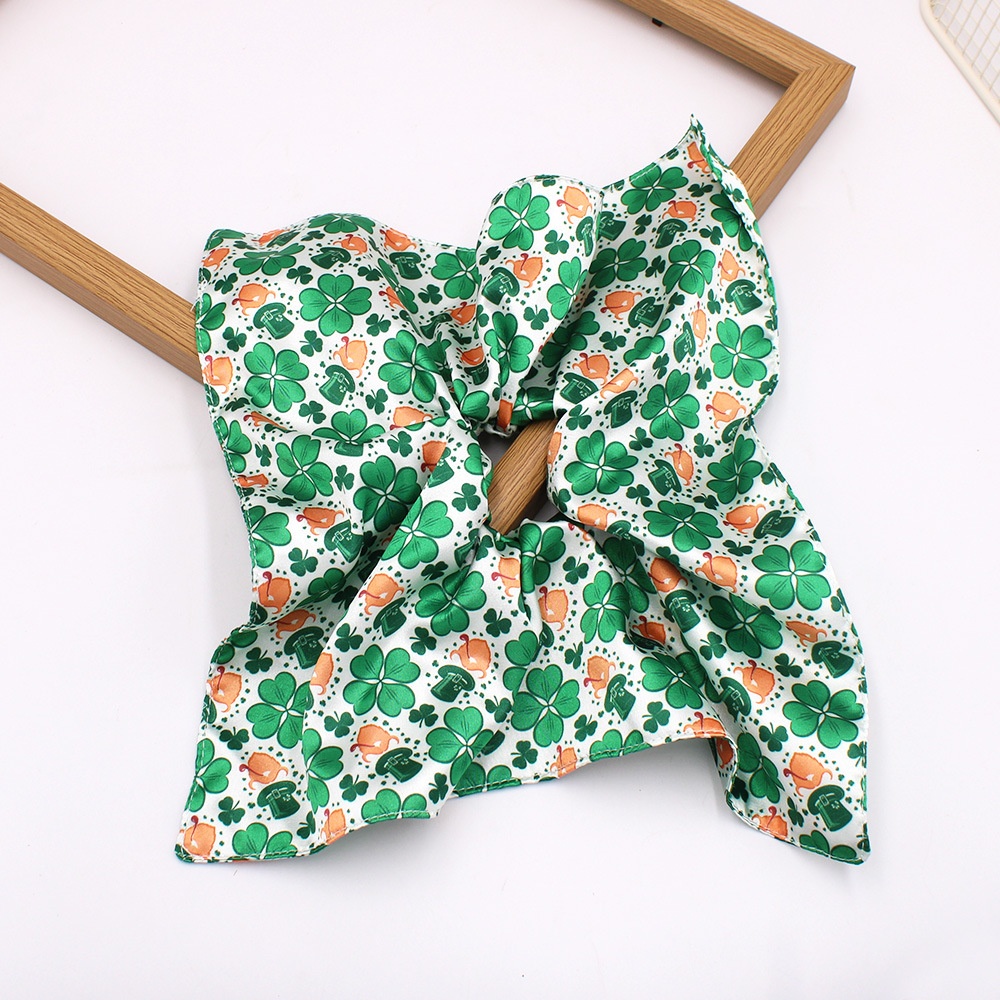 Women's St. Patrick's Cloth Hair Ties Green Shamrock Four-Leaf Clover