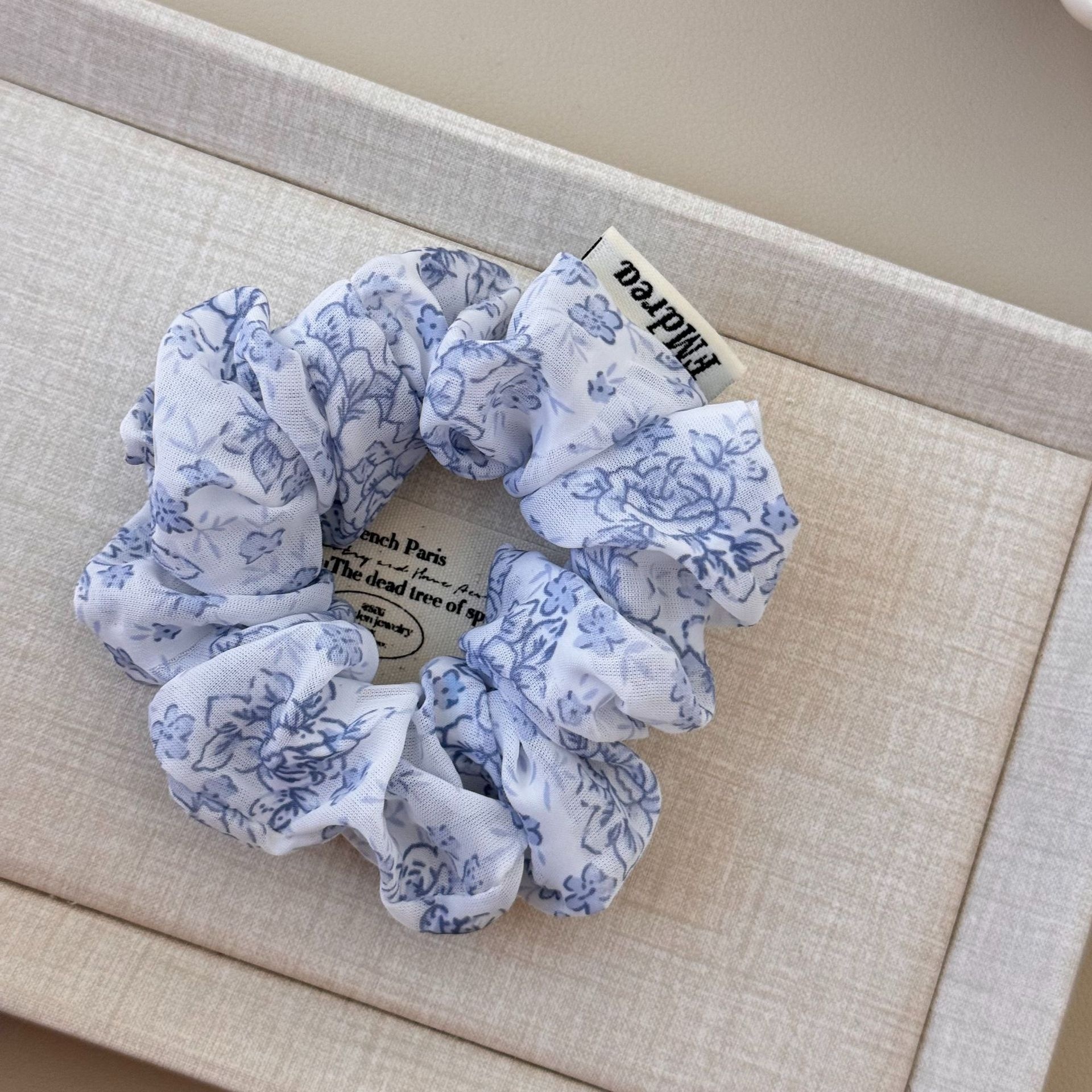 Women's Spring Retro Cloth Hair Tie Accessory Blue Ditsy Floral
