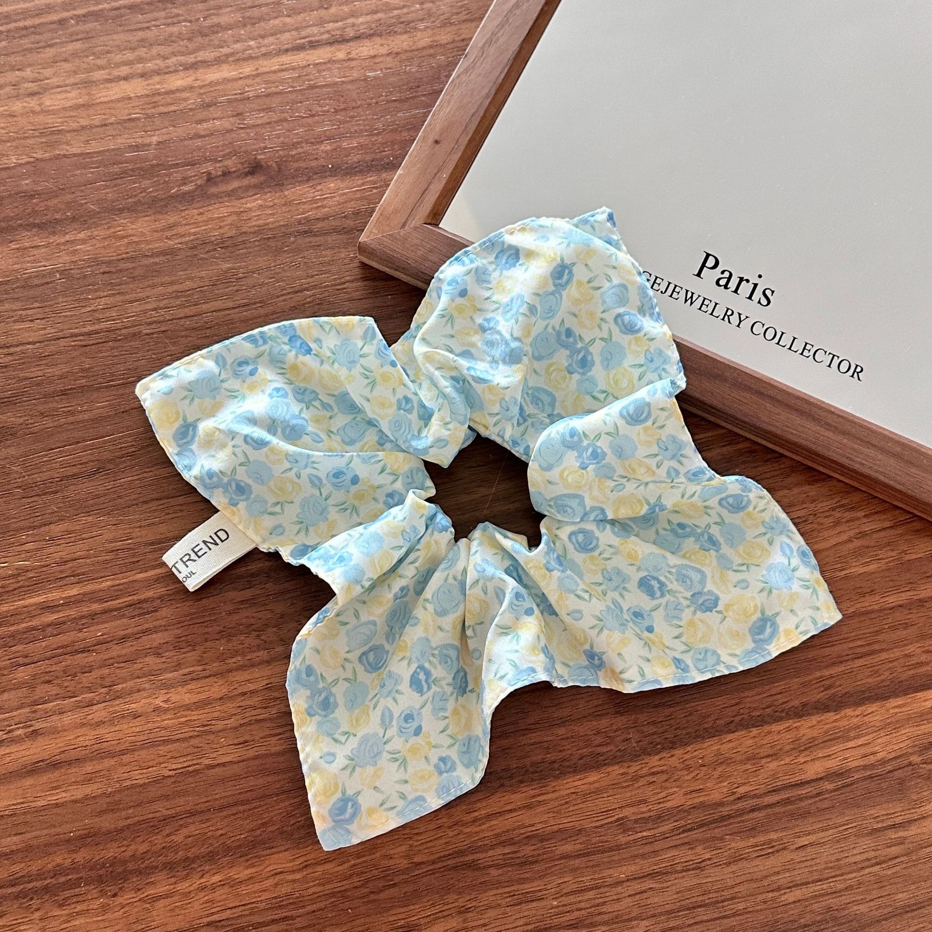 Girls Cloth Scarf Scrunchies Pastoral Fruit Hair Band Rose Red