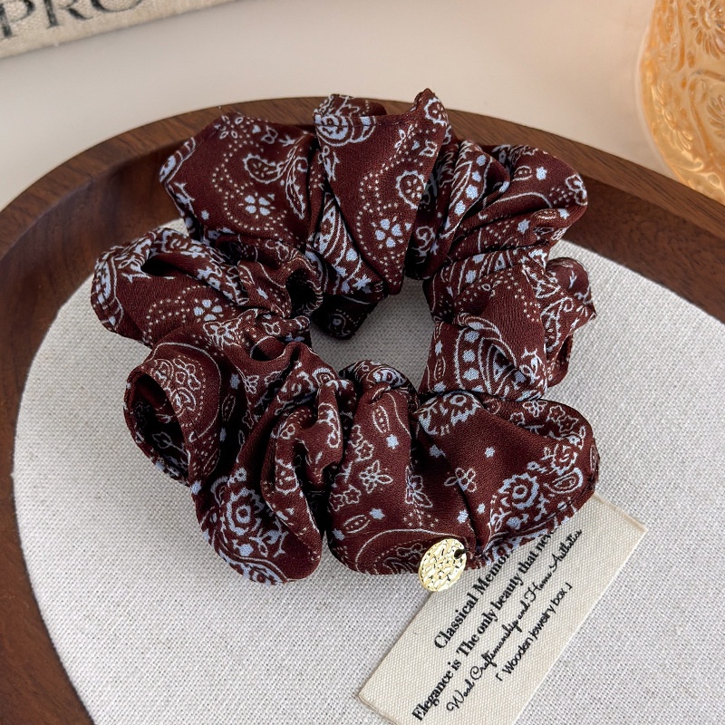 Women's Casual Cloth Scrunchie Ponytail Holder Vintage Paisley Print