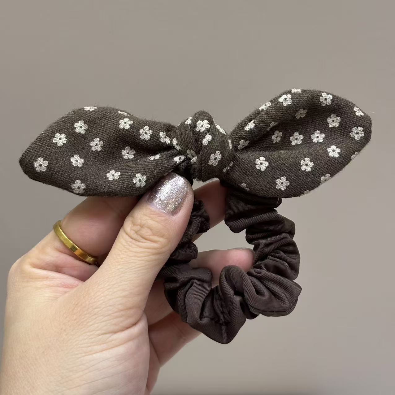 Women's Versatile Cotton Hair Scrunchies Ditsy Floral & Solid Color