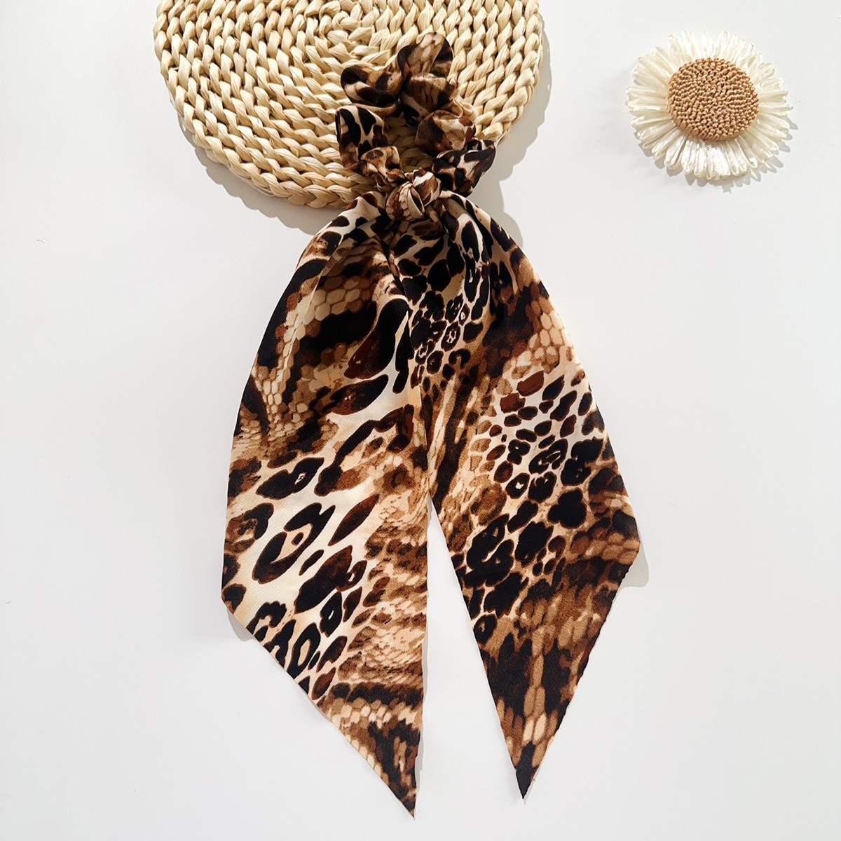 Women's Retro Snakeskin Hair Band High Elasticity Cloth Ponytail Holder