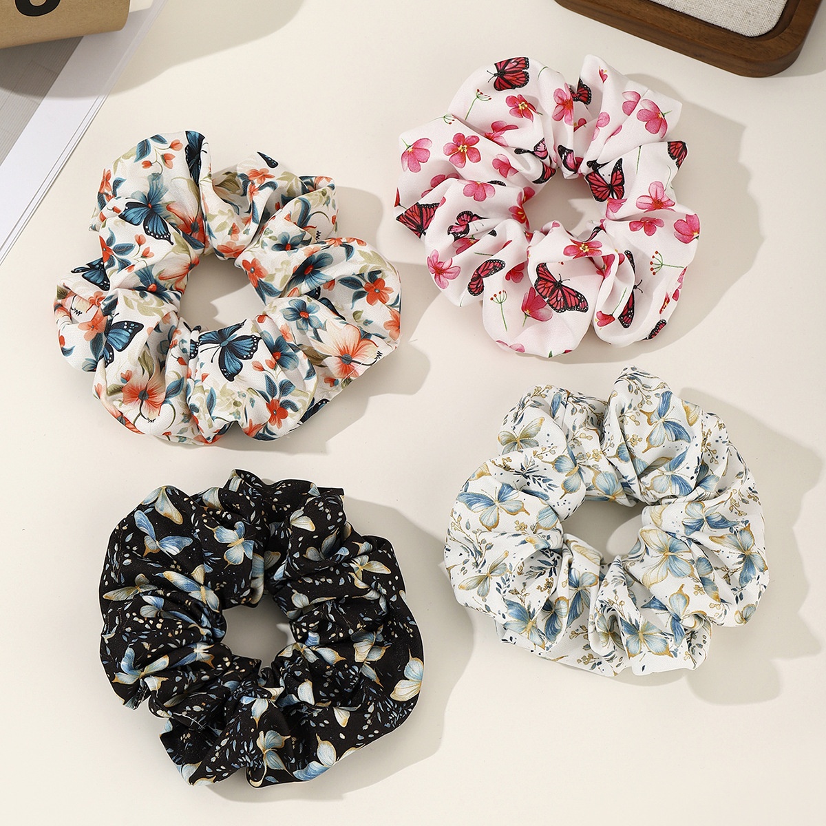 Women's Soft Polyester Hair Tie For Hairstyle Design Butterfly Print