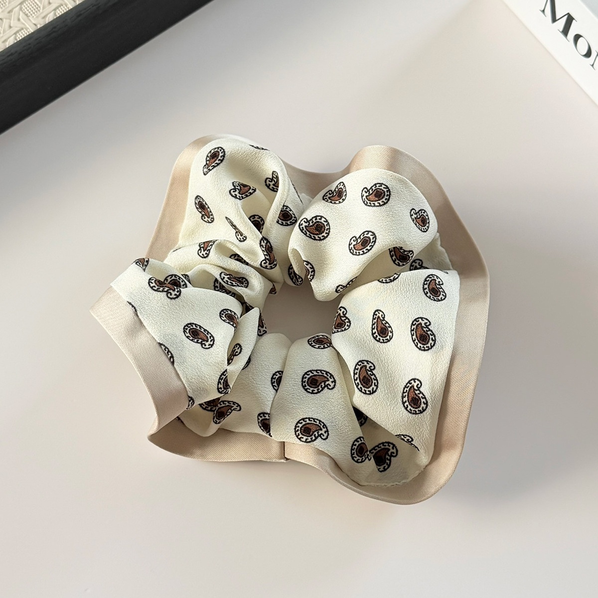 Women's Retro Large Bow Hair Bun Accessory Paisley Cloth Hairband