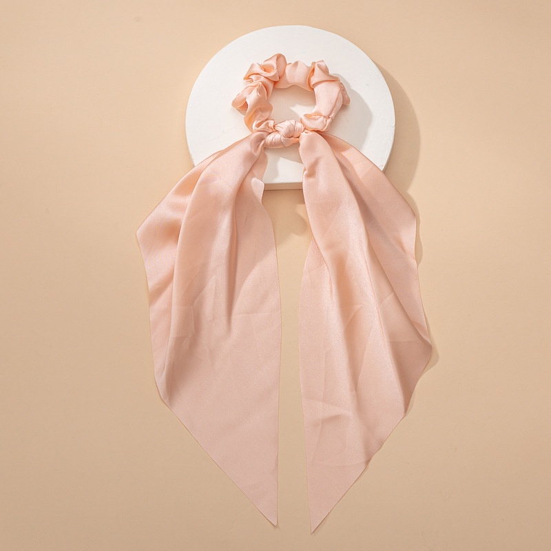 Women's Satin Scarf Scrunchie Long Ribbon Ponytail Tie Solid Color