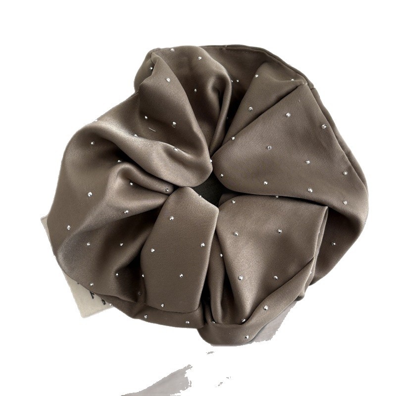 Women's Retro Rhinestone Star Satin Headband Solid Black And Beige