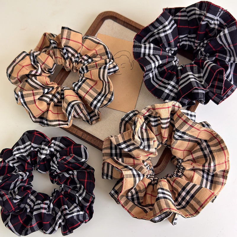 Women's British Style Floral Plaid Hair Tie Versatile Luxury Romantic Cloth