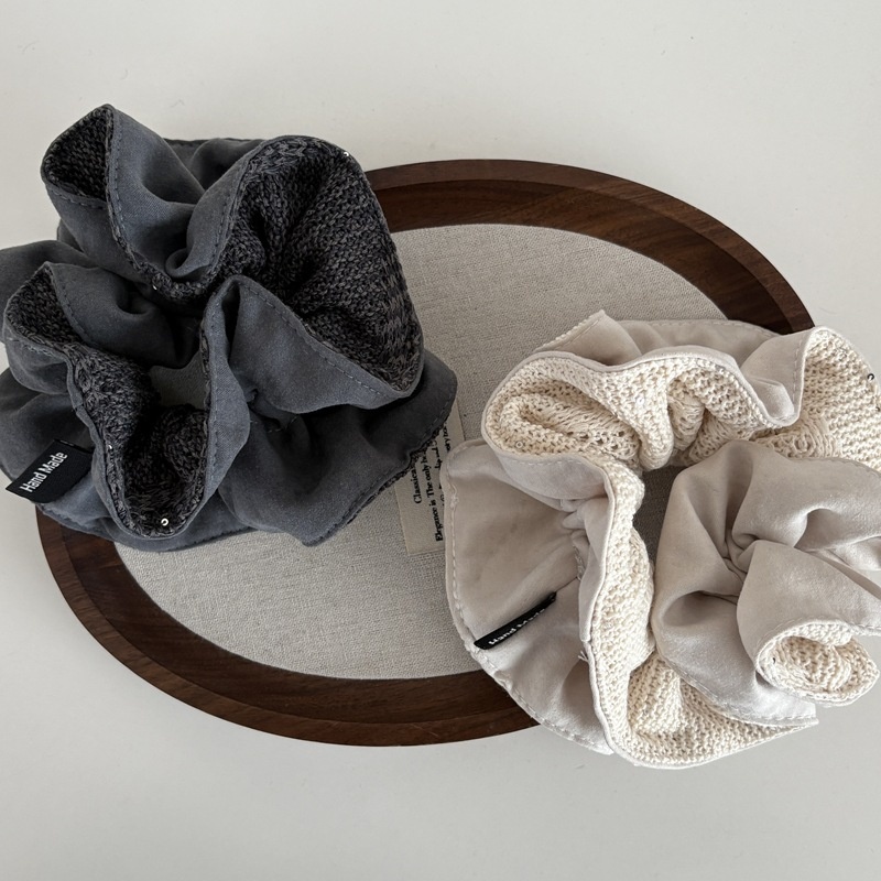 Women's Double-Sided Knit Ponytail Hair Tie Scrunchie Solid Color