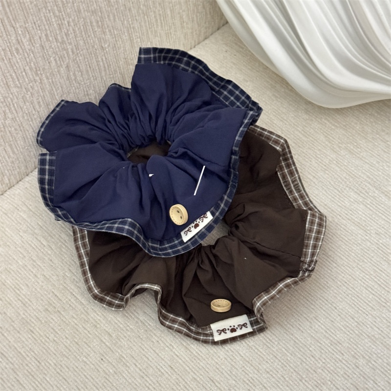Women's Retro Cloth Scrunchies Casual Hair Ties Coffee Checkered
