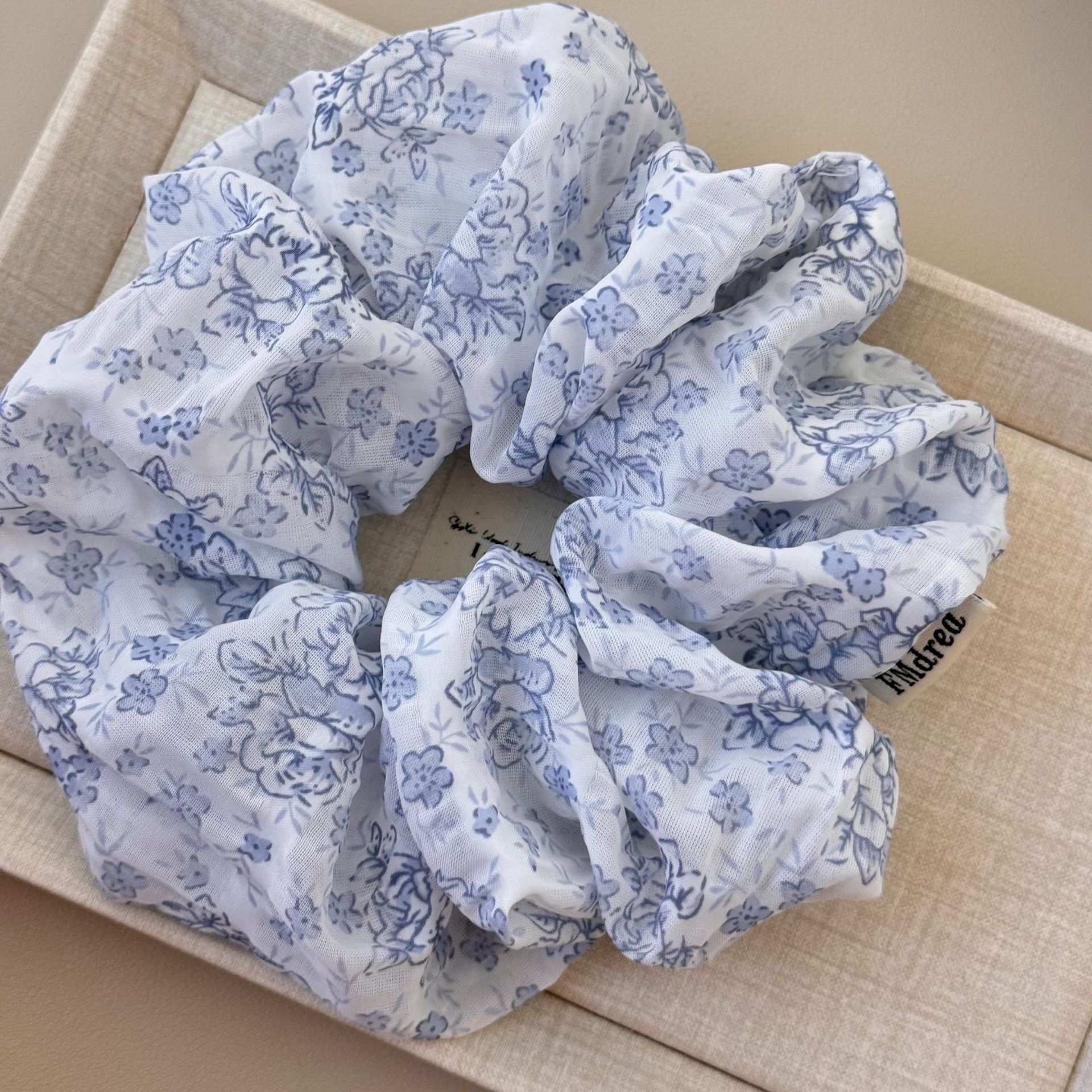 Women's Spring Retro Cloth Hair Tie Accessory Blue Ditsy Floral