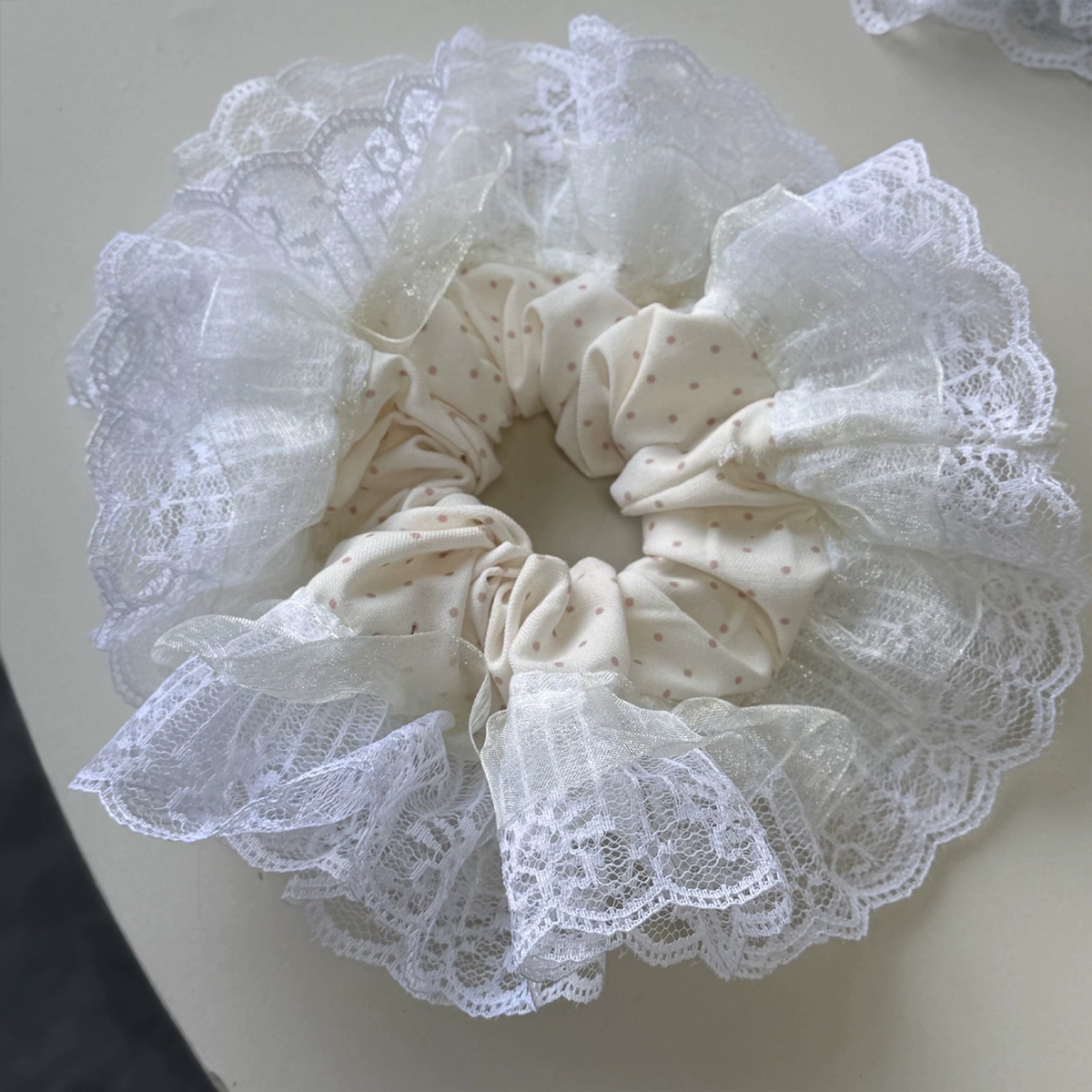 Women's Elegant Lace Edge Large Scrunchie Fairy Summer Hair Tie