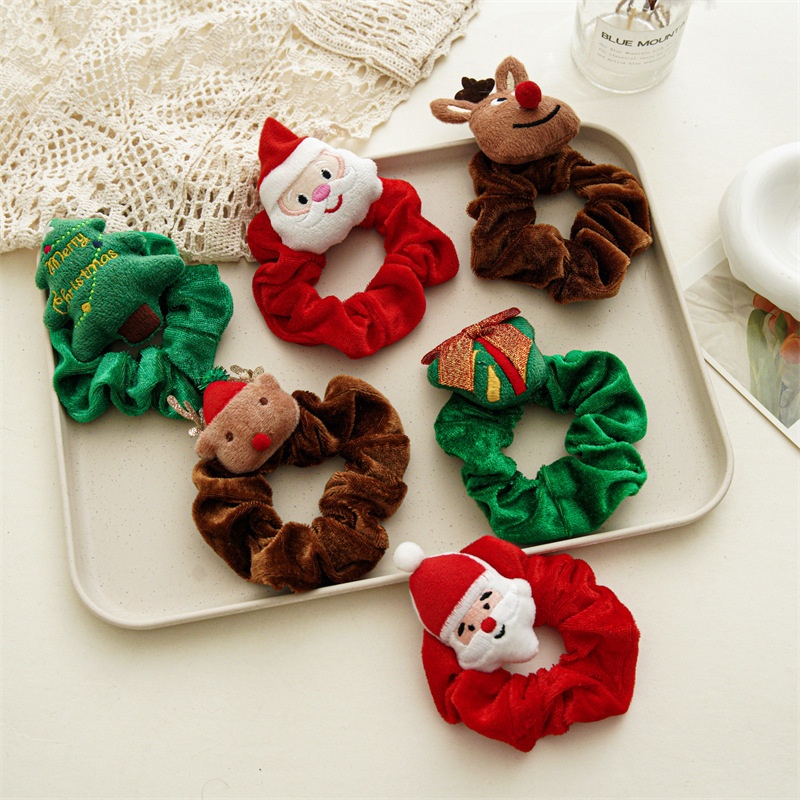 Women's Cute Christmas Hair Scrunchies Festive Holiday Velvet Hair Ties