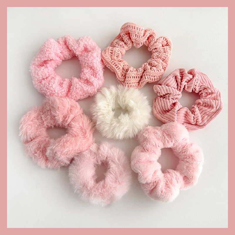 Women's Sweet Daily Winter Plush Hair Scrunchie Color Block