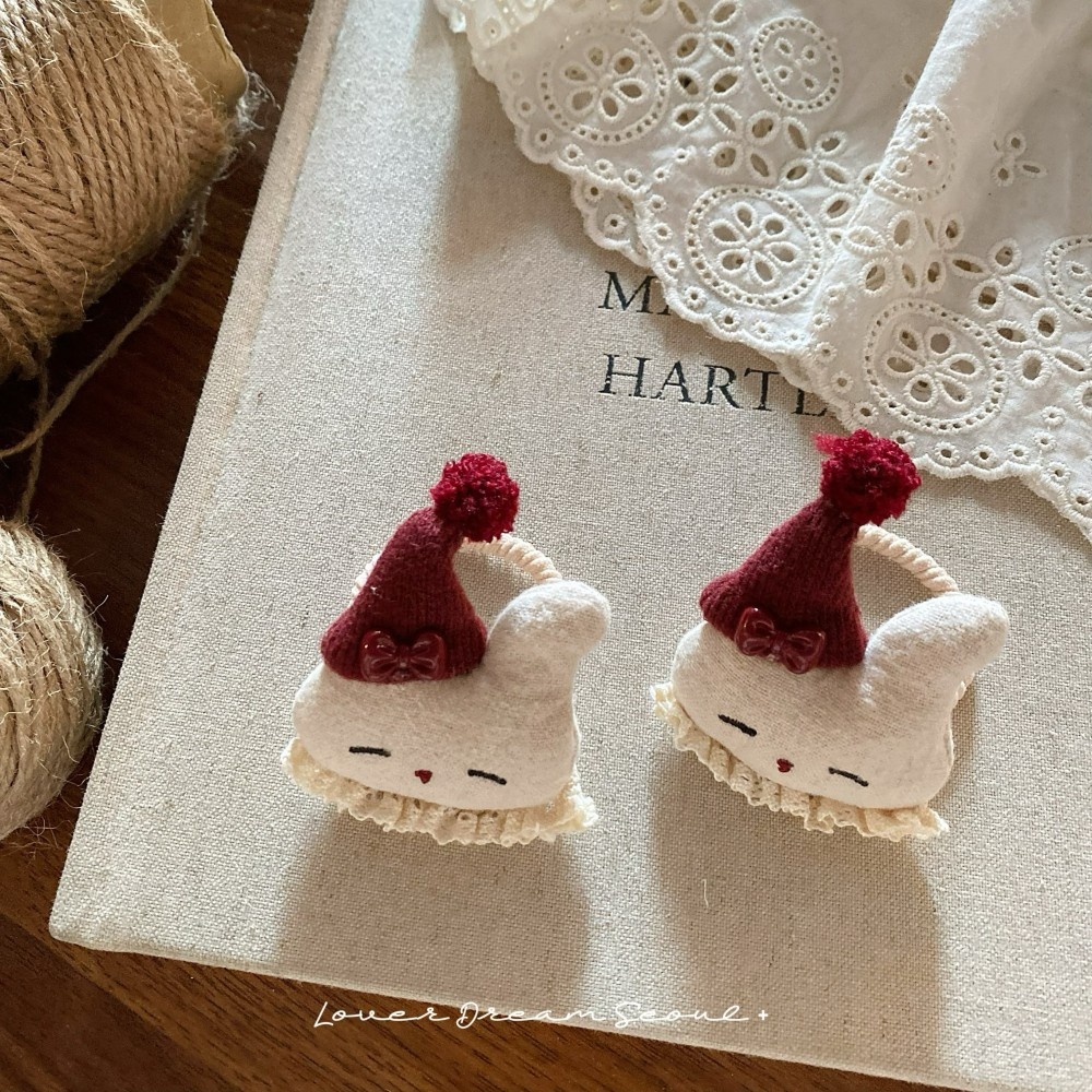 2Pcs Girls Cute Rabbit Plush Hair Ties High Elasticity Winter Soft Hair Bands