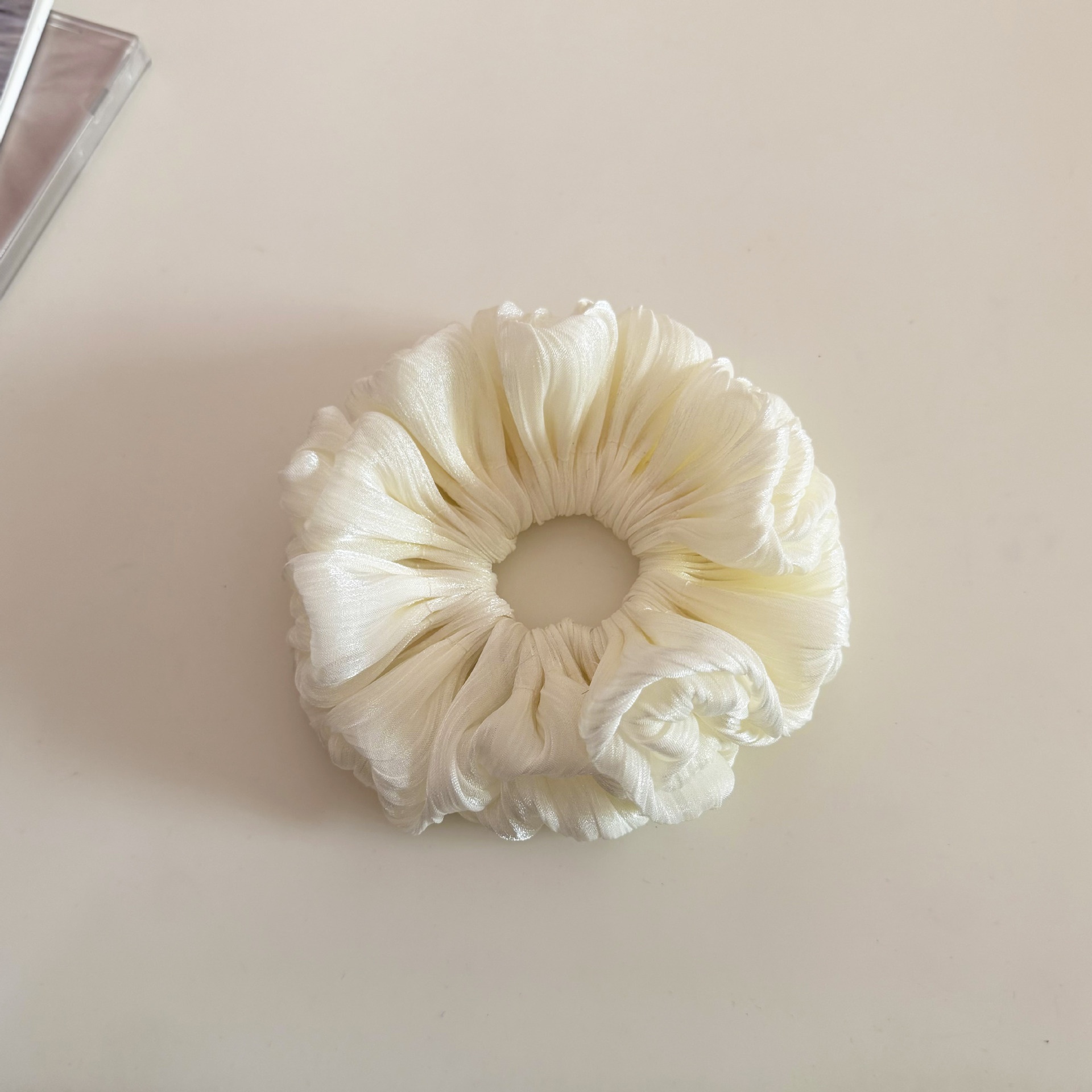 Women's Spring French Style Organza Hair Tie Scrunchie Solid Red