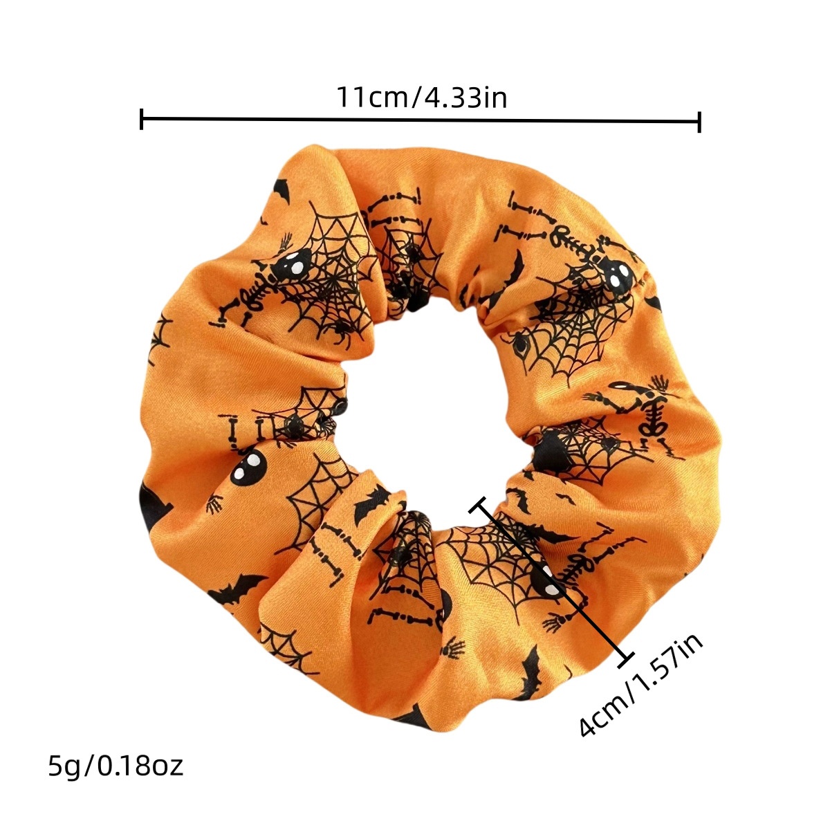 Women's Handmade Cloth Hair Ties Spooky Halloween Skull Spider Web Print