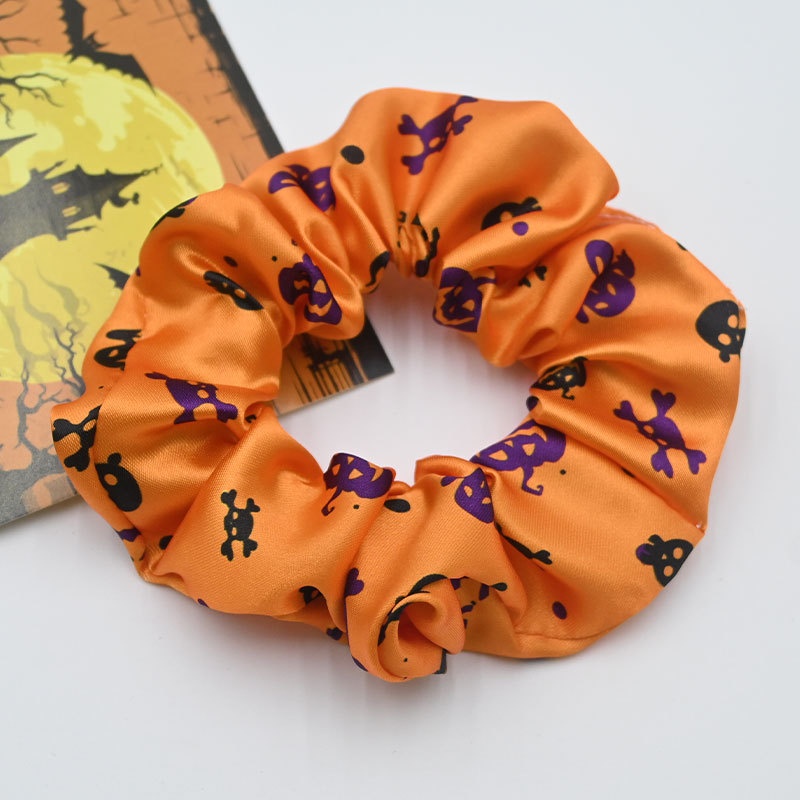 Women's Elastic Cloth Hair Scrunchie Cartoon Halloween Pumpkin Print