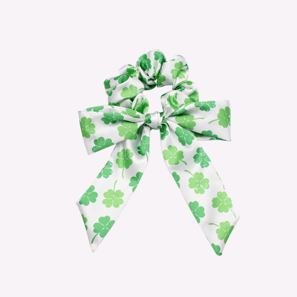 Women's Big Bow Hair Tie Headband Green Shamrock St. Patrick's Polyester