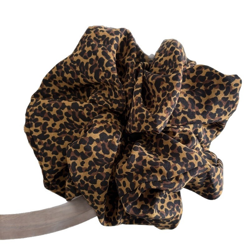 Women's Lazy Hair Bun Maker Cloth Elastic Headband Vintage Leopard Print