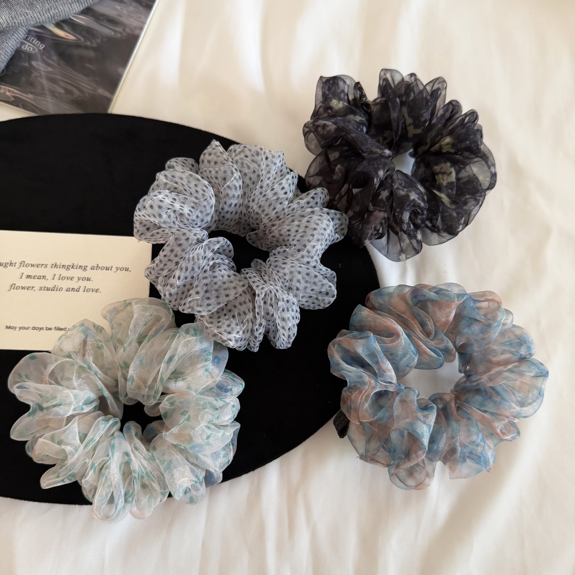 Women's Retro Organza Hair Scrunchie Spring Romantic Ditsy Floral