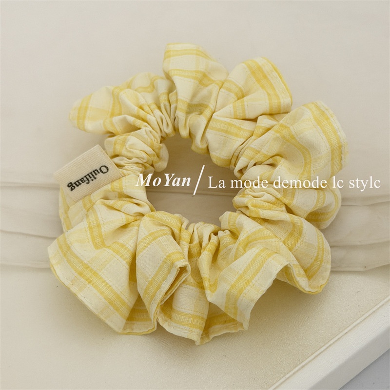 Women's Sweet Spring Cloth Hair Tie Accessory Yellow & Green Plaid
